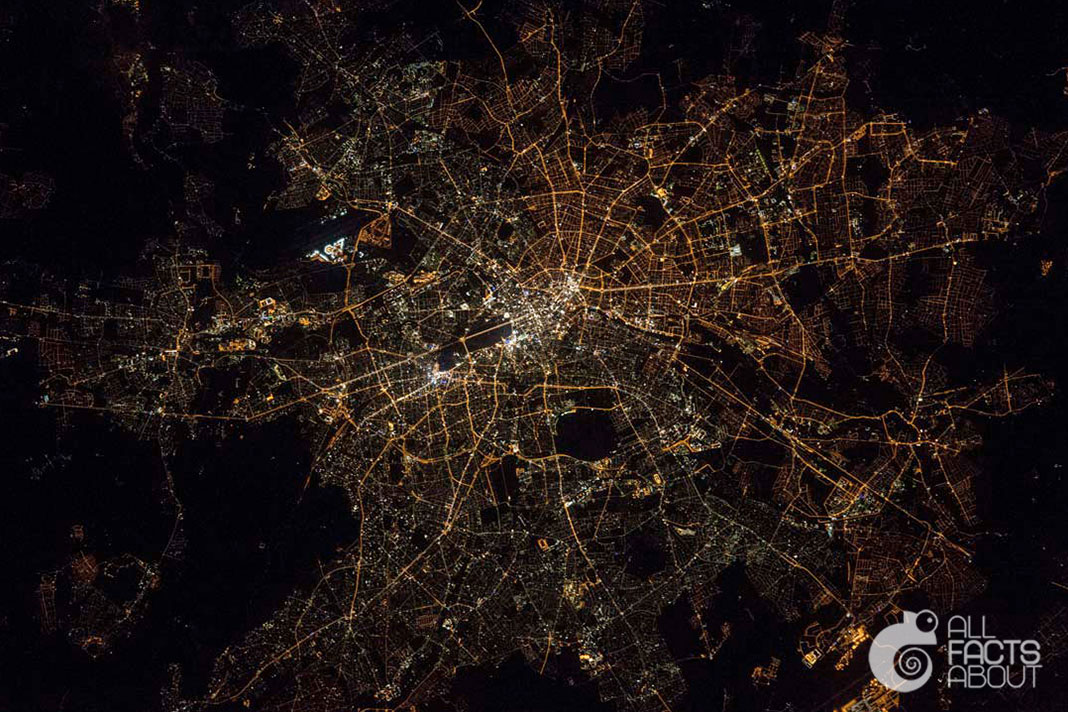 The difference in illuminated between West and East Berlin from space